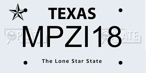 MPZI18 Texas License Plate