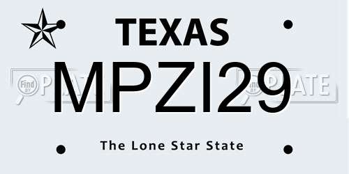 MPZI29 Texas License Plate