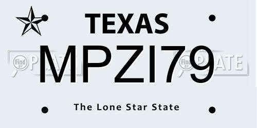 MPZI79 Texas License Plate