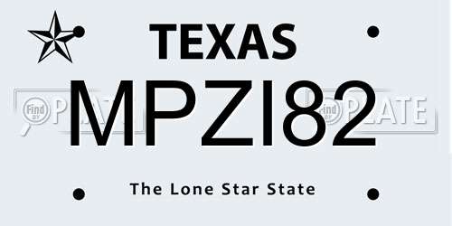 MPZI82 Texas License Plate