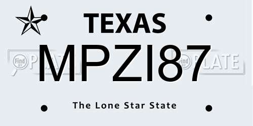 MPZI87 Texas License Plate