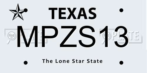 MPZS13 Texas License Plate
