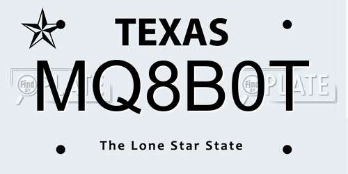 MQ8B0T Texas License Plate