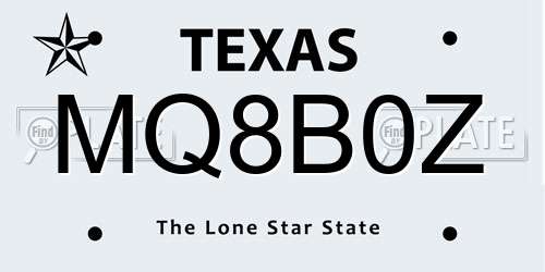 MQ8B0Z Texas License Plate