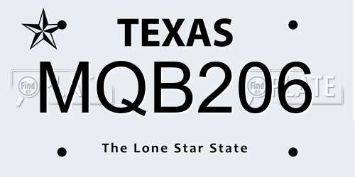 MQB206 Texas License Plate