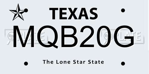 MQB20G Texas License Plate