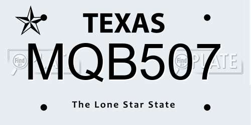 MQB507 Texas License Plate