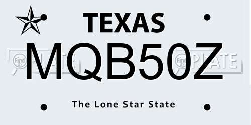 MQB50Z Texas License Plate