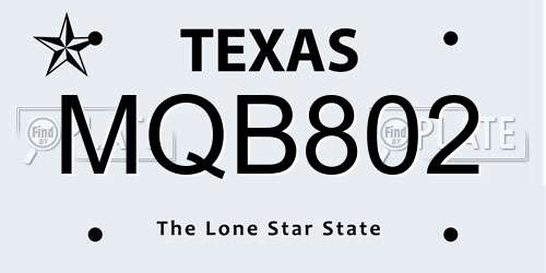 MQB802 Texas License Plate