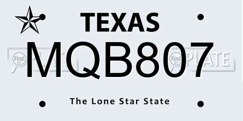 MQB807 Texas License Plate