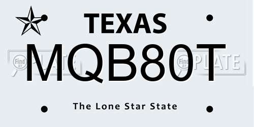 MQB80T Texas License Plate
