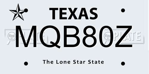 MQB80Z Texas License Plate