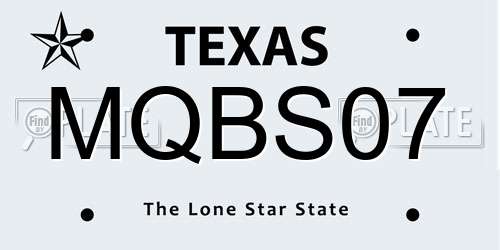 MQBS07 Texas License Plate