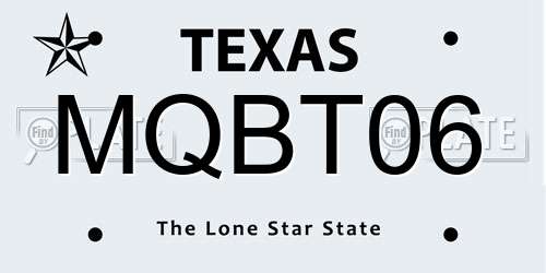 MQBT06 Texas License Plate