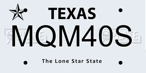 MQM40S Texas License Plate