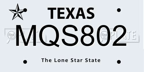 MQS802 Texas License Plate