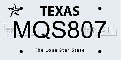 MQS807 Texas License Plate