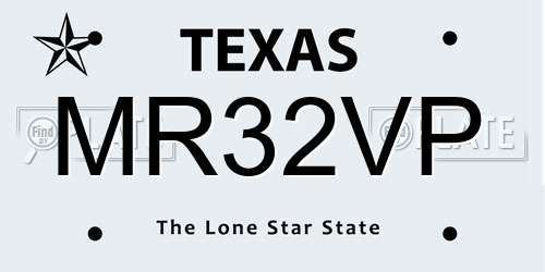 MR32VP Texas License Plate