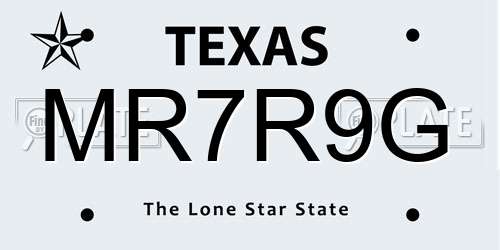 MR7R9G Texas License Plate