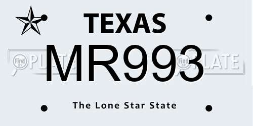 MR993 Texas License Plate