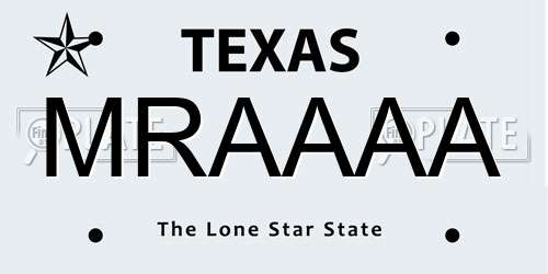 MRAAAA Texas License Plate