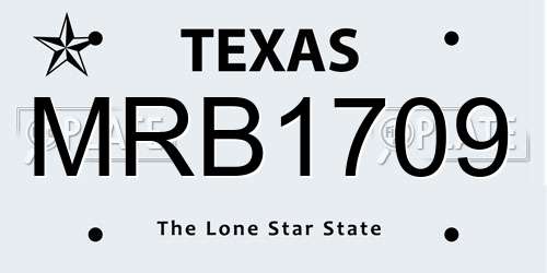 MRB1709 Texas License Plate