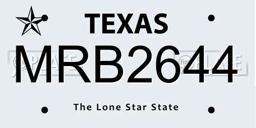 MRB2644 Texas License Plate