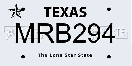 MRB294 Texas License Plate