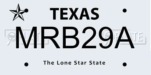 MRB29A Texas License Plate