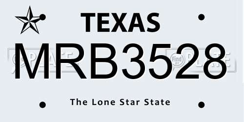 MRB3528 Texas License Plate