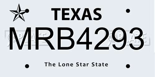 MRB4293 Texas License Plate