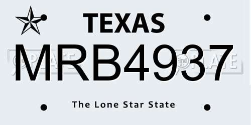 MRB4937 Texas License Plate