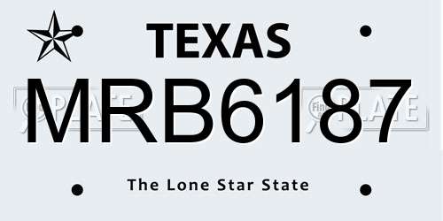 MRB6187 Texas License Plate