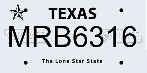 MRB6316 Texas License Plate
