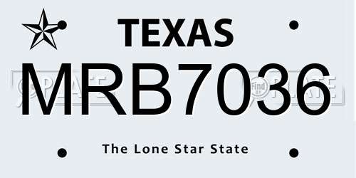 MRB7036 Texas License Plate