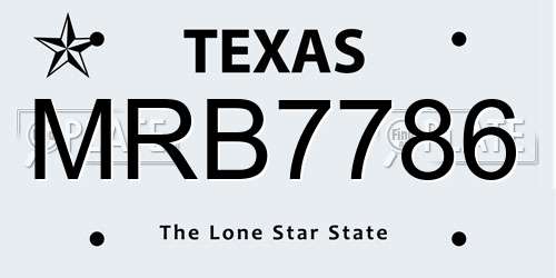 MRB7786 Texas License Plate