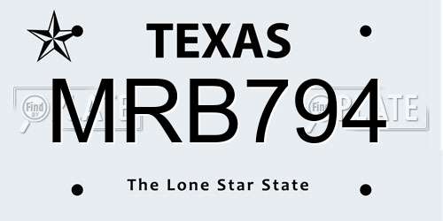 MRB794 Texas License Plate