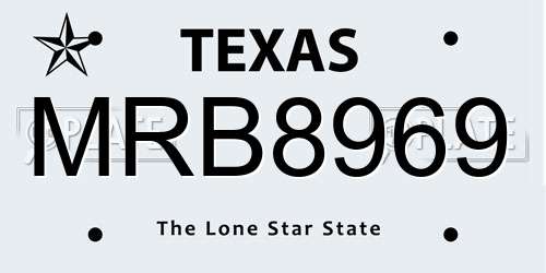 MRB8969 Texas License Plate