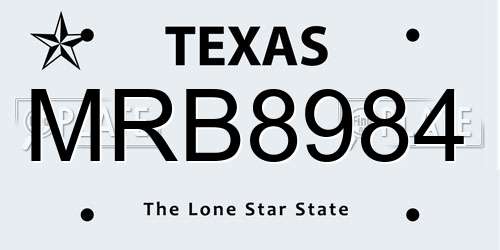 MRB8984 Texas License Plate
