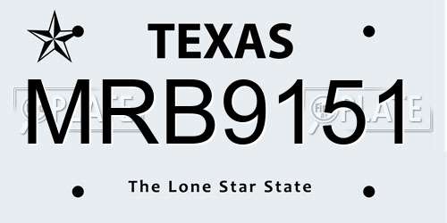 MRB9151 Texas License Plate
