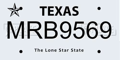 MRB9569 Texas License Plate
