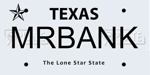 MRBANK Texas License Plate