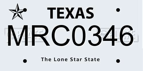MRC0346 Texas License Plate