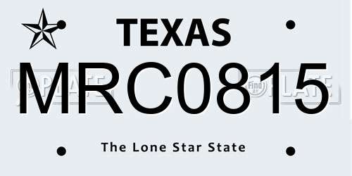 MRC0815 Texas License Plate
