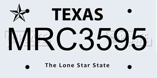 MRC3595 Texas License Plate