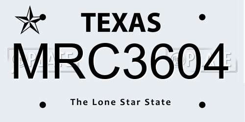 MRC3604 Texas License Plate