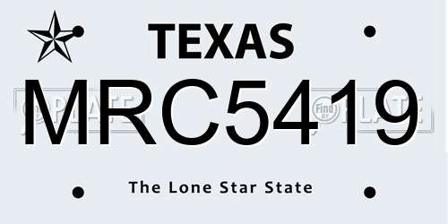 MRC5419 Texas License Plate