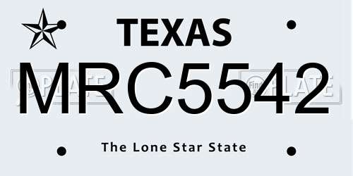 MRC5542 Texas License Plate
