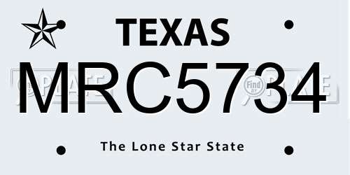 MRC5734 Texas License Plate
