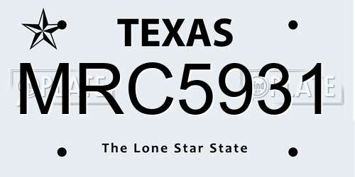 MRC5931 Texas License Plate